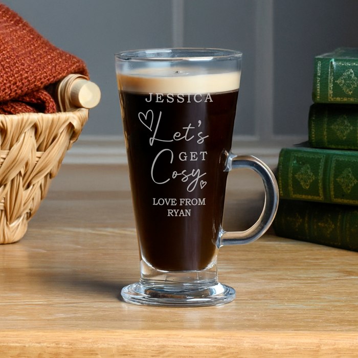 Personalised Get Cosy Latte Glass