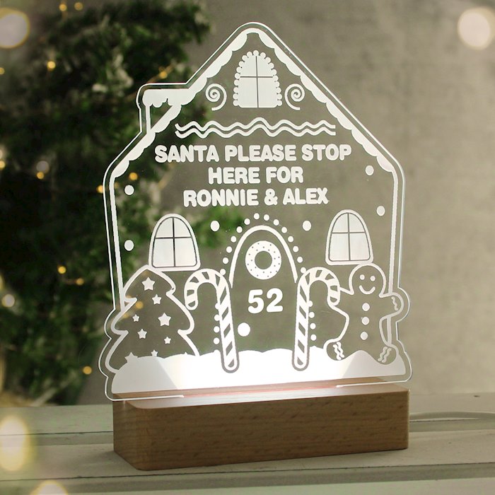 Personalised Gingerbread House Christmas Wooden Based LED Light