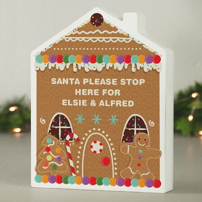 Personalised Gingerbread House Christmas Wooden Ornament