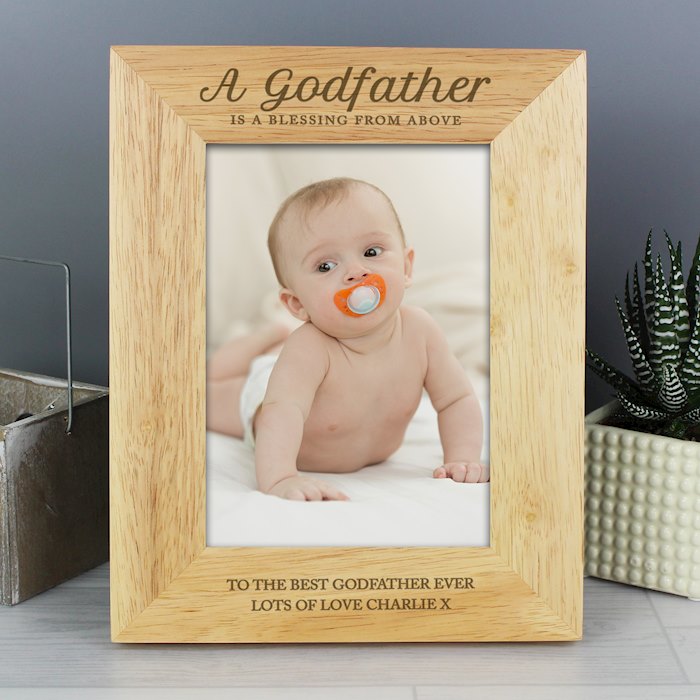 Personalised Godfather 5x7 Oak Finish Photo Frame