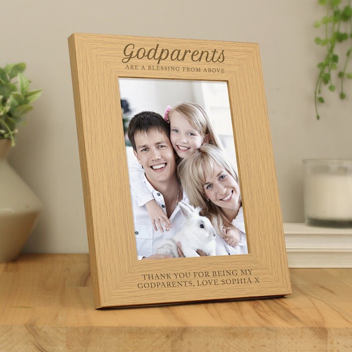 Personalised Godparents 5x7 Oak Finish Photo Frame