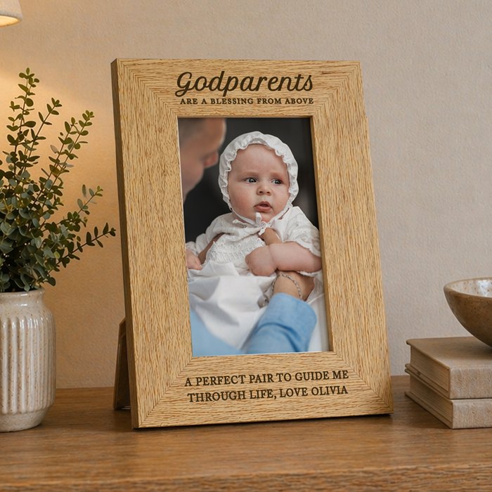 Personalised Godparents 6x4 Wooden Photo Frame