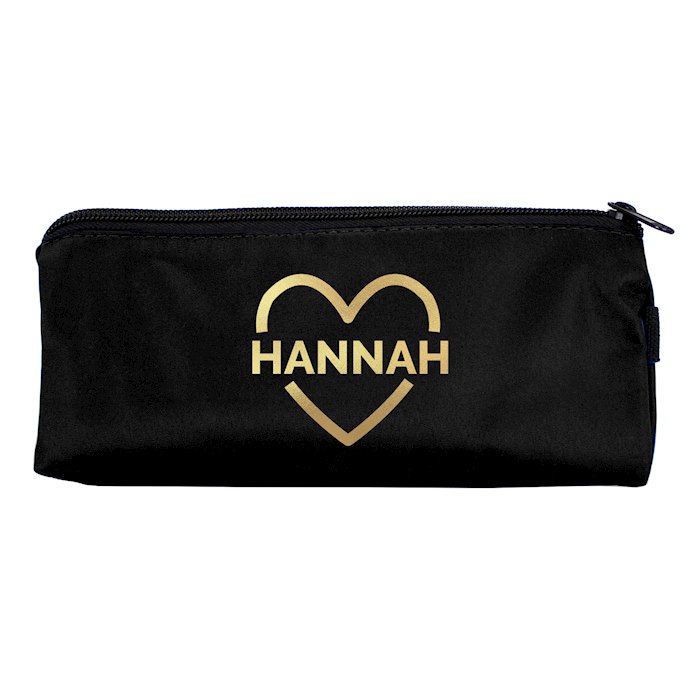 Personalised Gold Heart Black Pencil Case | SpecialMoment.co.uk