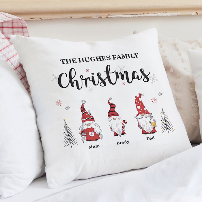 Personalised Gonk Family Christmas Cushion