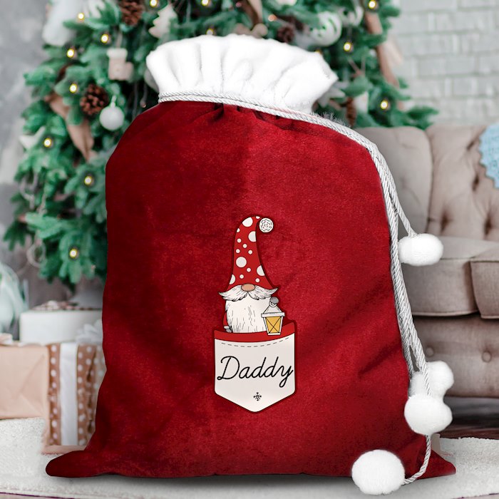 Personalised Gonk Family Red Christmas Sack - Male