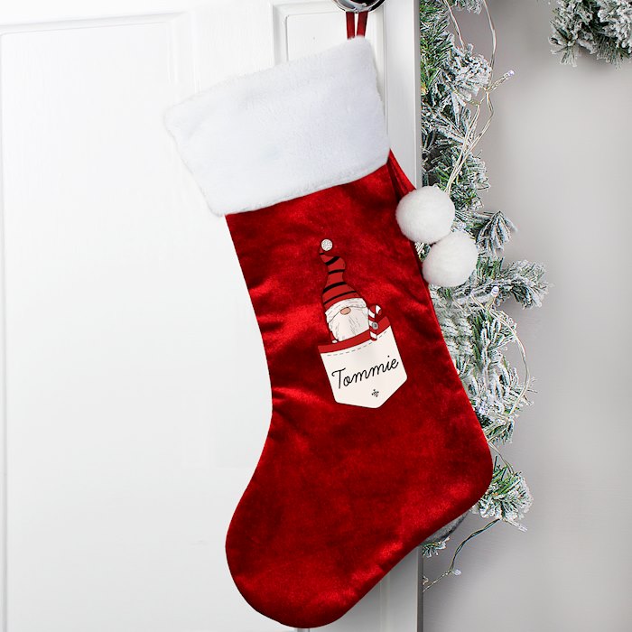 Personalised Gonk Family Red Christmas Stocking- Boy