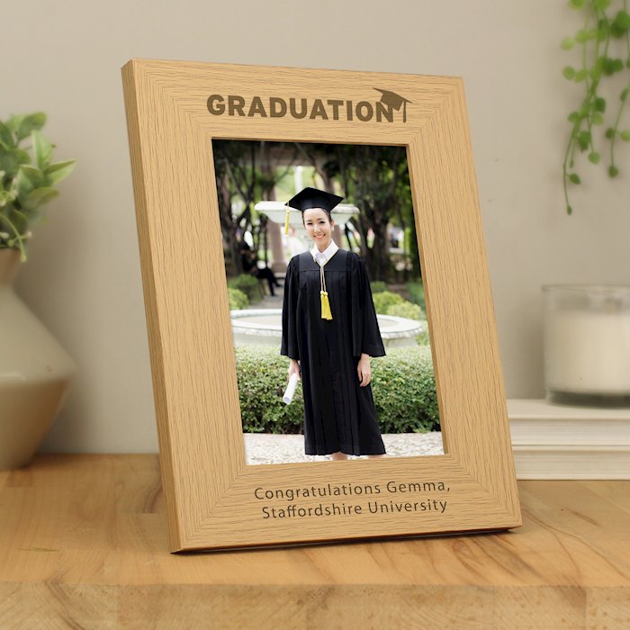 Personalised Graduation 5x7 Oak Finish Photo Frame