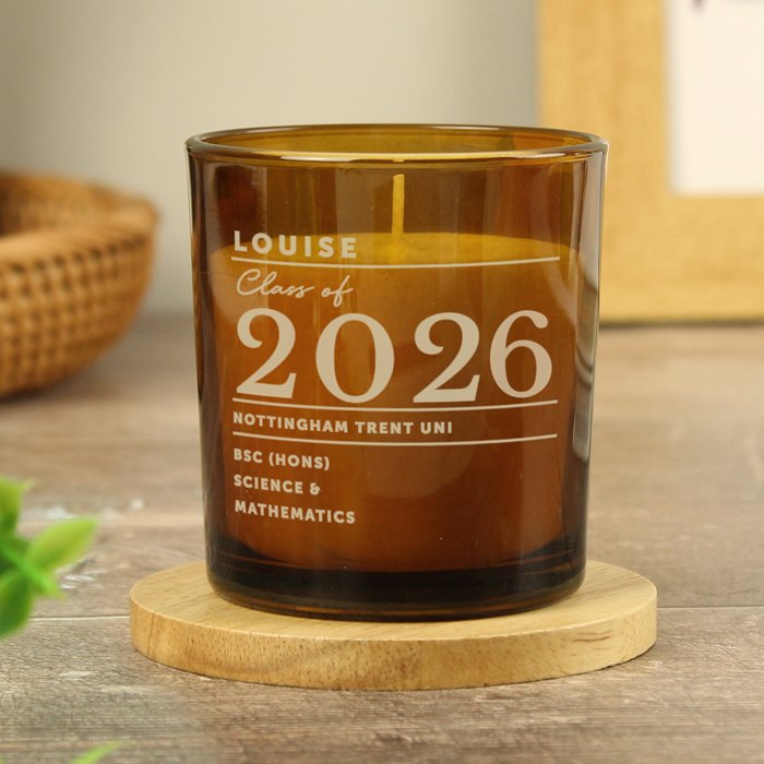 Graduation Amber Personalised Graduation Amber Glass Candle | SpecialMoment.co.uk