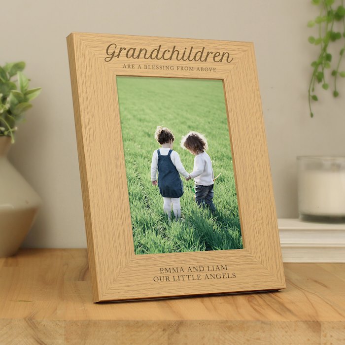 Personalised 'Grandchildren are a Blessing' 7x5 Wooden Photo Frame