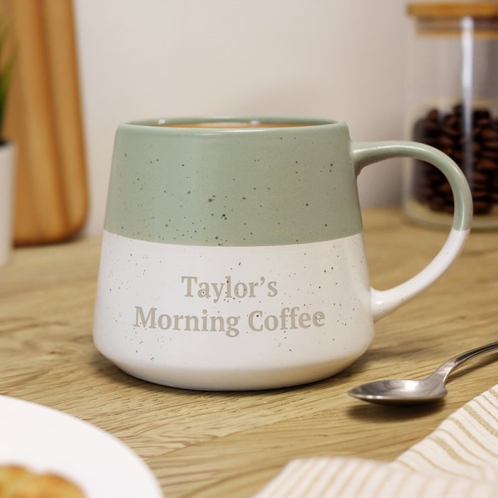 Personalised Green Speckled Ceramic Mug