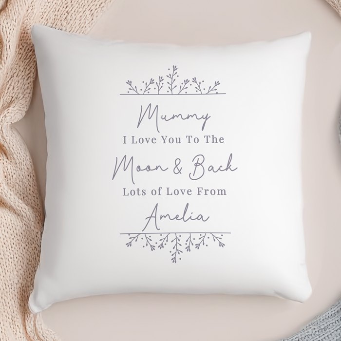 Personalised Grey Floral Cushion