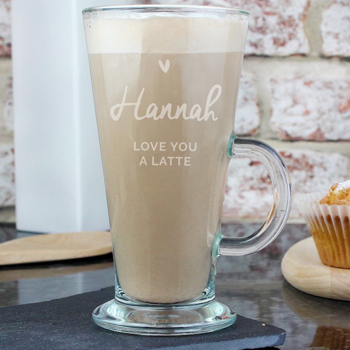 Personalised Heart Latte Glass