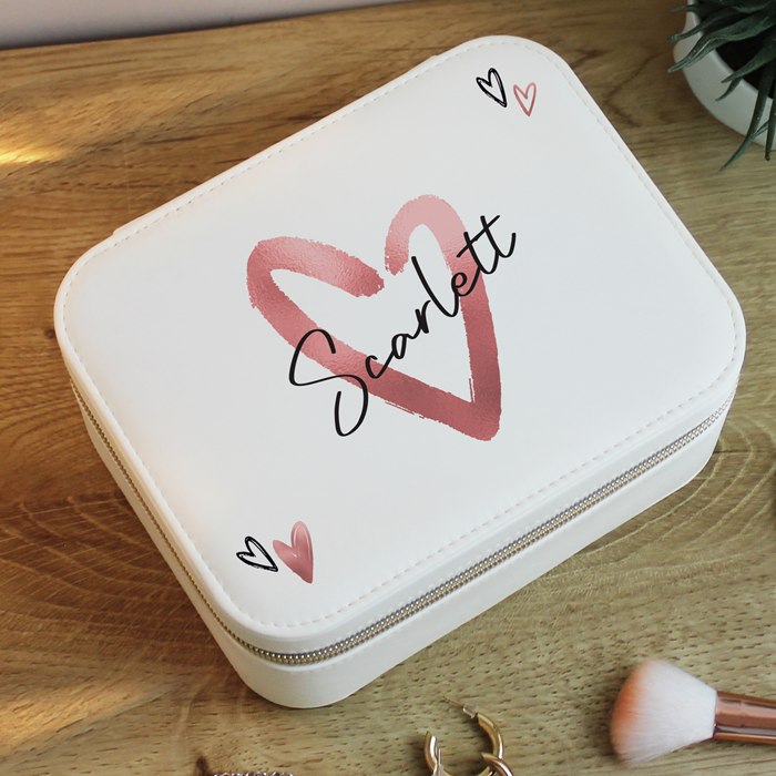 Personalised Heart Leatherette Jewellery Box