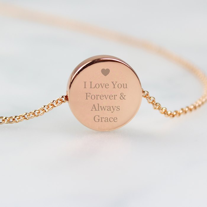 Personalised Heart Rose Gold Toned Disc Necklace
