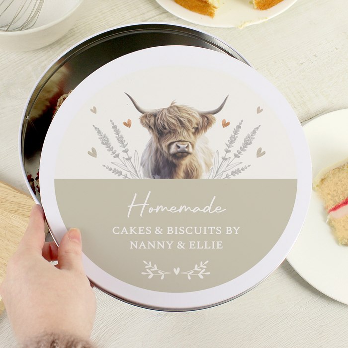 Personalised Highland Cow Cake Tin