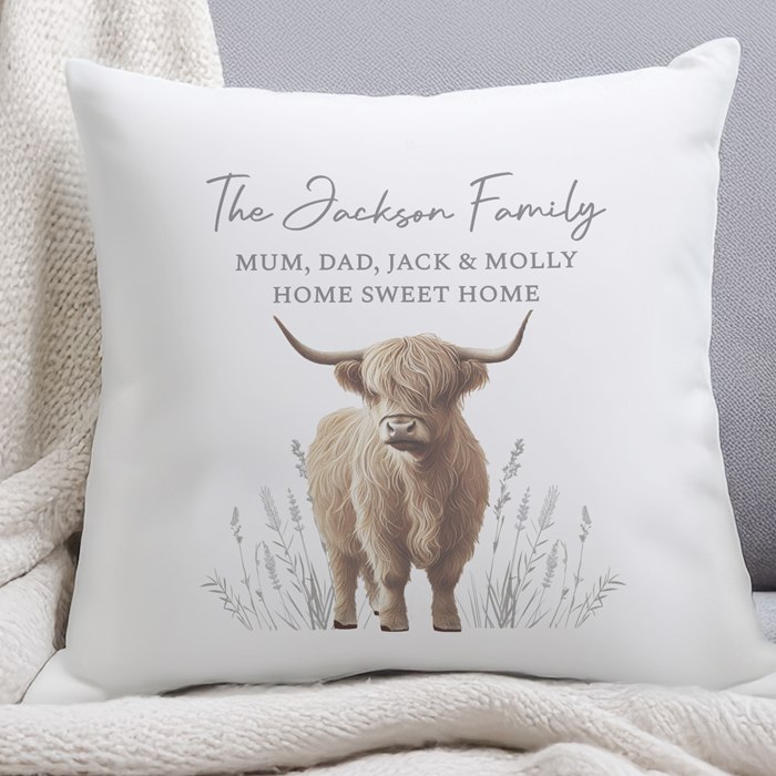 Personalised Highland Cow Cushion