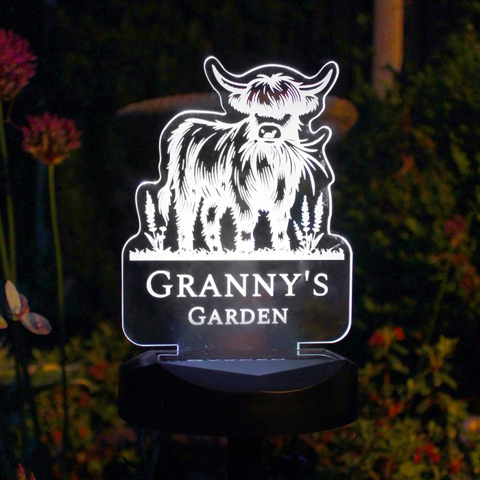 Personalised Highland Cow Garden Solar Light