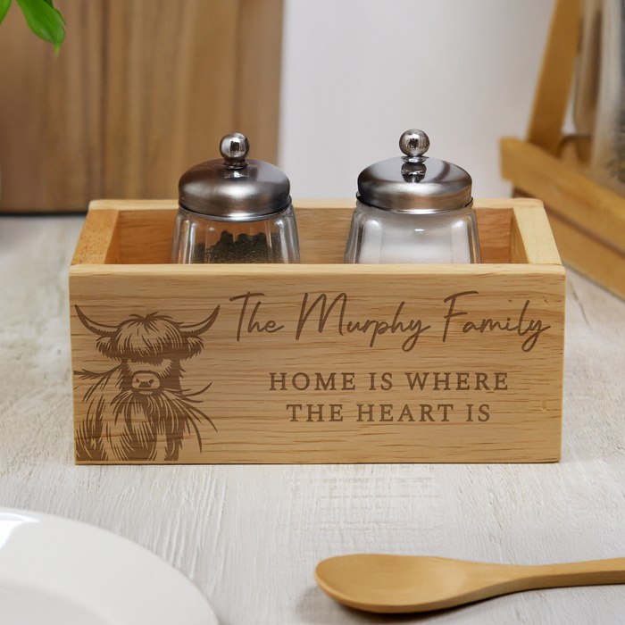 Personalised Highland Cow Mini Wooden Storage Crate