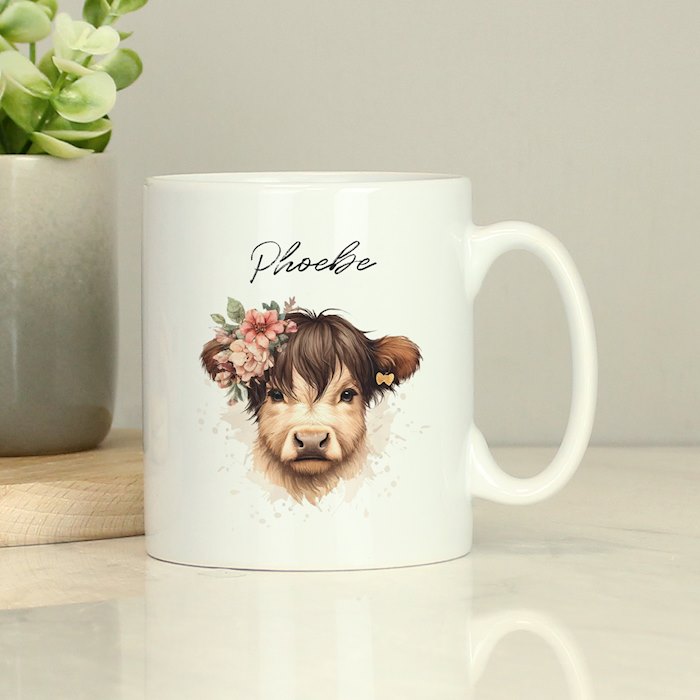 Personalised Highland Cow Mug - Girl