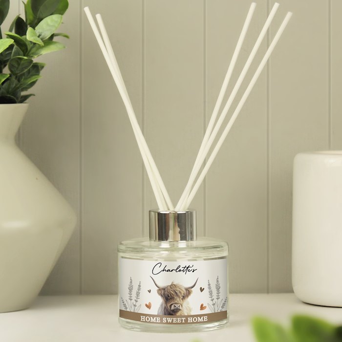 Personalised Highland Cow Reed Diffuser | SpecialMoment.co.uk