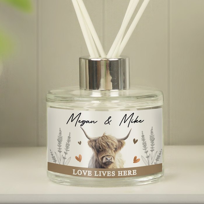 Personalised Highland Cow Reed Diffuser | SpecialMoment.co.uk