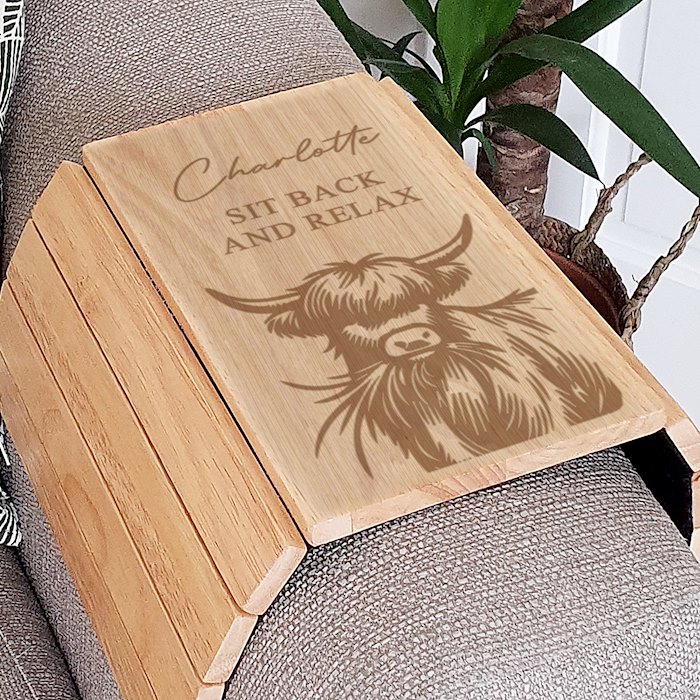 Personalised Highland Cow Sofa Tray