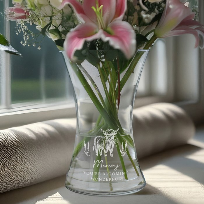 Personalised Highland Cow Waisted Vase
