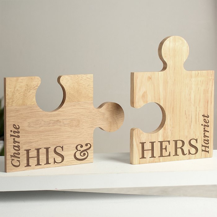 Personalised His & Hers Jigsaw Piece Set