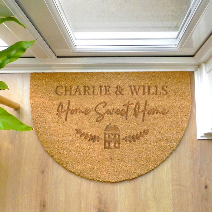 Personalised Home Sweet Home Half Moon Indoor Doormat SpecialMoment.co.uk