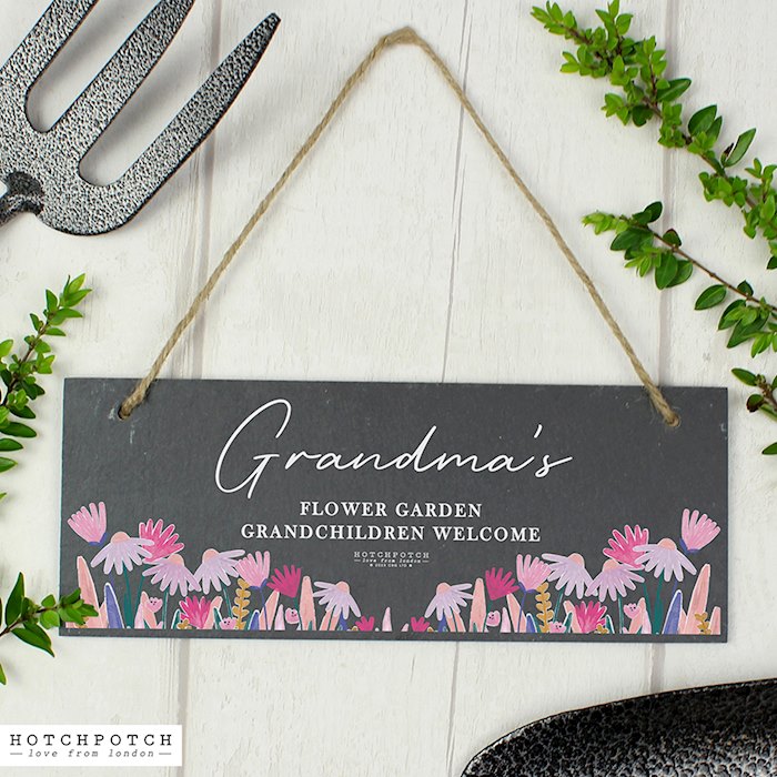 Personalised Hotchpotch Wild Flower Hanging Slate Plaque