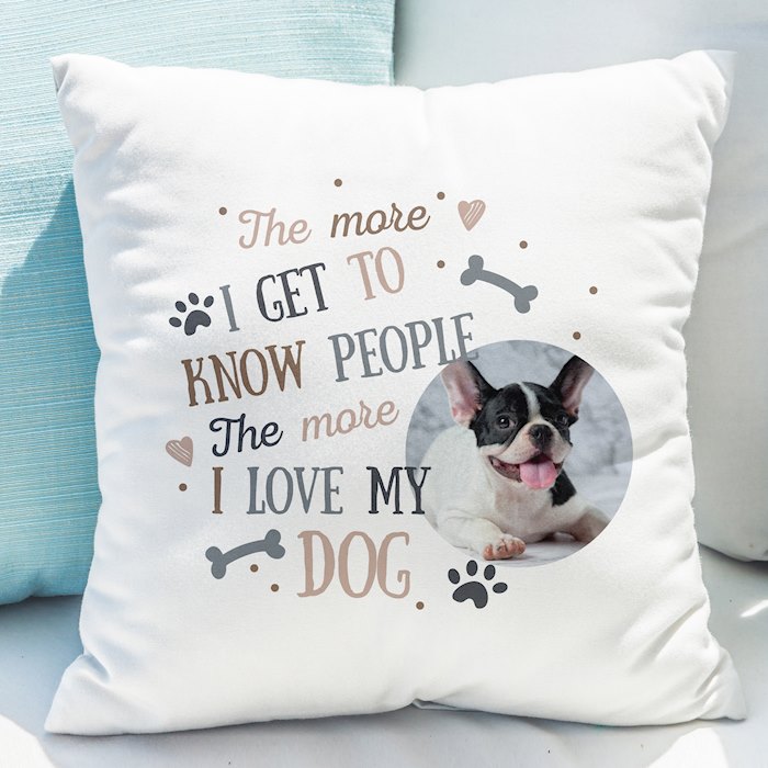 Personalised I Love My Dog Photo Upload Cushion