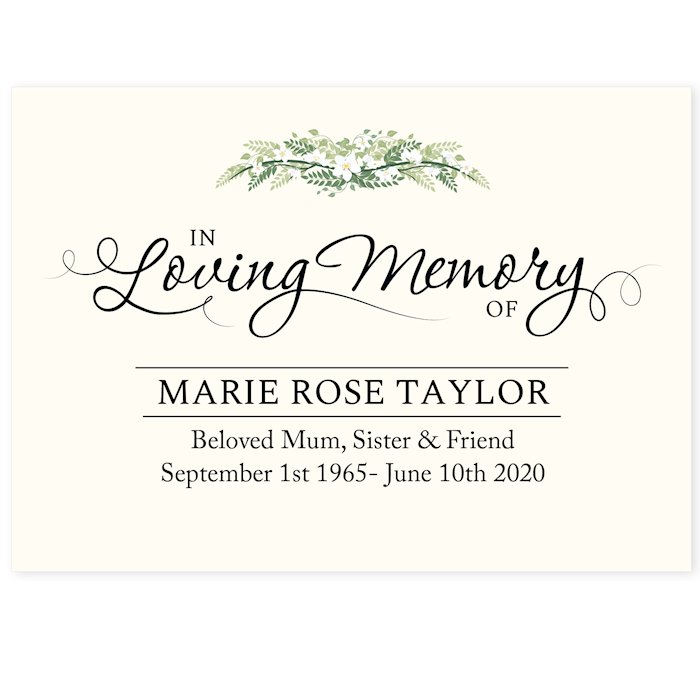 Personalised In Loving Memory Card