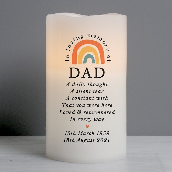 Personalised In Loving Memory Rainbow LED candle