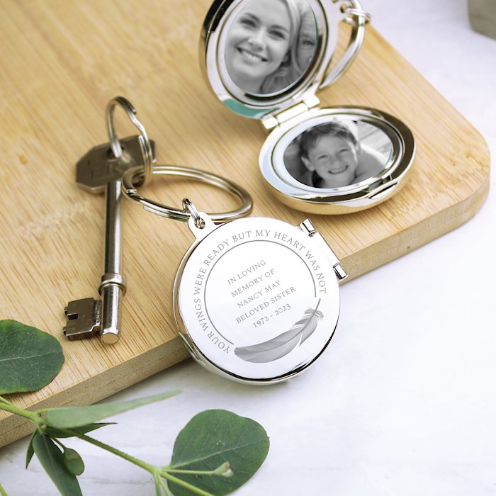 Personalised In Loving Memory Round Photo Keyring SpecialMoment.co.uk