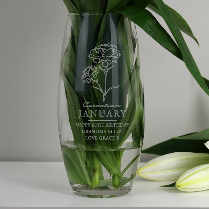 Personalised January Birth Flower Bullet Vase
