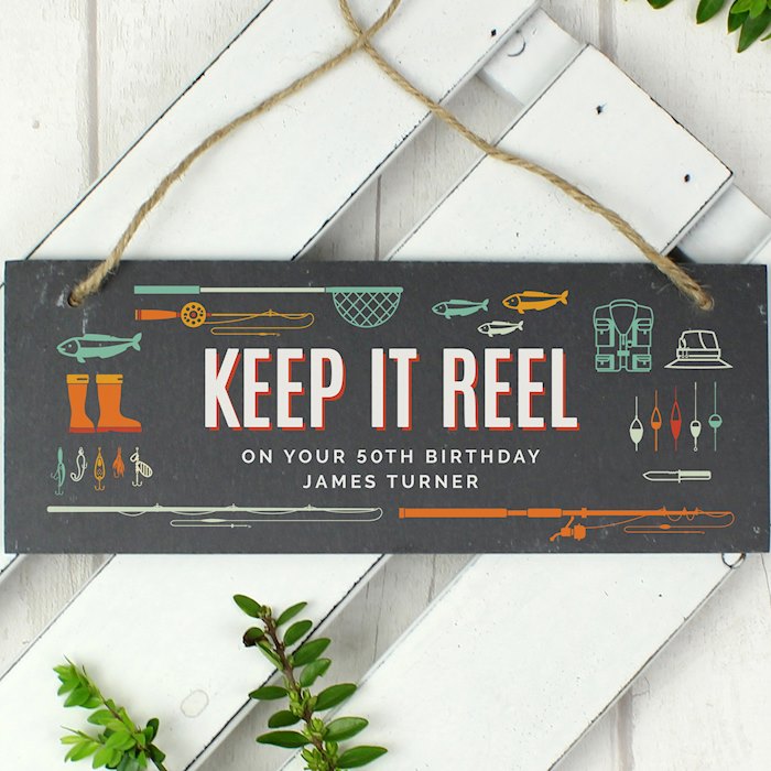 Personalised "Keep It Reel" Printed Hanging Slate Plaque