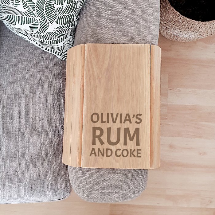 Personalised Large Free Text Wooden Sofa Tray