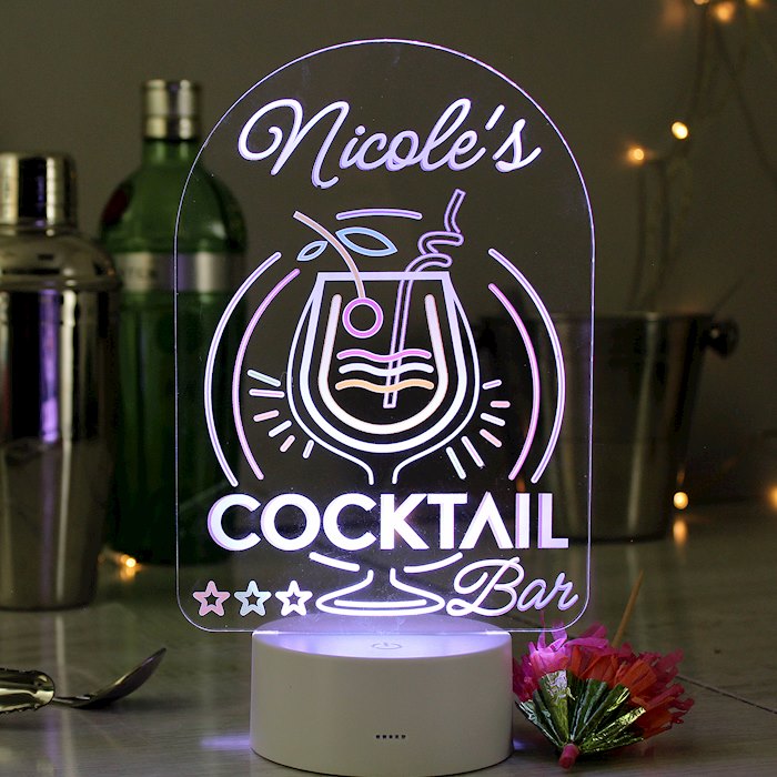 Personalised LED Colour Changing Cocktail Bar Sign