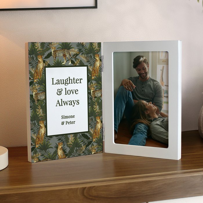 Personalised Leopard Print Wooden Hinged 6x4 Photo Frame ...