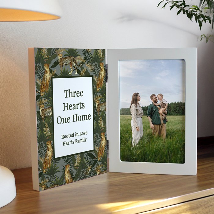 Personalised Leopard Print Wooden Hinged 6x4 Photo Frame ...