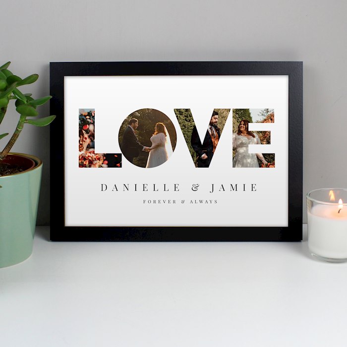 Personalised LOVE Photo Upload Black A4 Framed Print