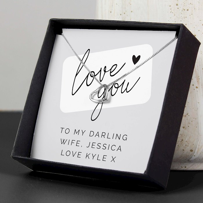 Personalised Love you Sterling Silver Heart Necklace and Box