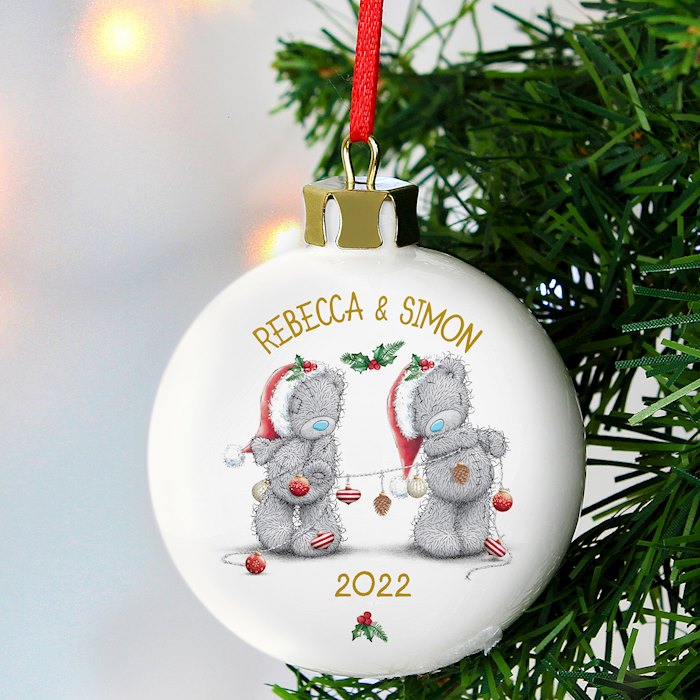 PERSONALISED BAUBLE NAME YEAR MESSAGE ME TO YOU COUPLE CHRISTMAS TREE DECORATION
