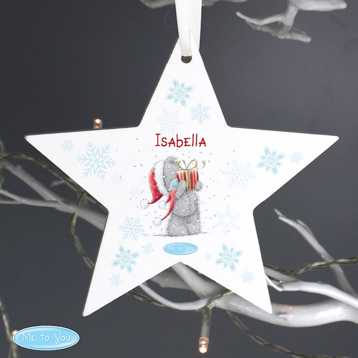 Personalised Me To You Christmas Wooden Star Decoration