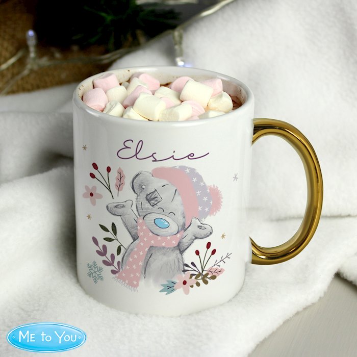 Personalised Me to You Cosy Winter Gold Handled Mug