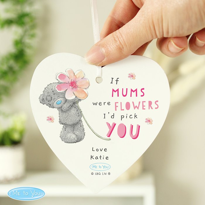 Personalised Me To You If... Were Flowers Wooden Heart Decoration