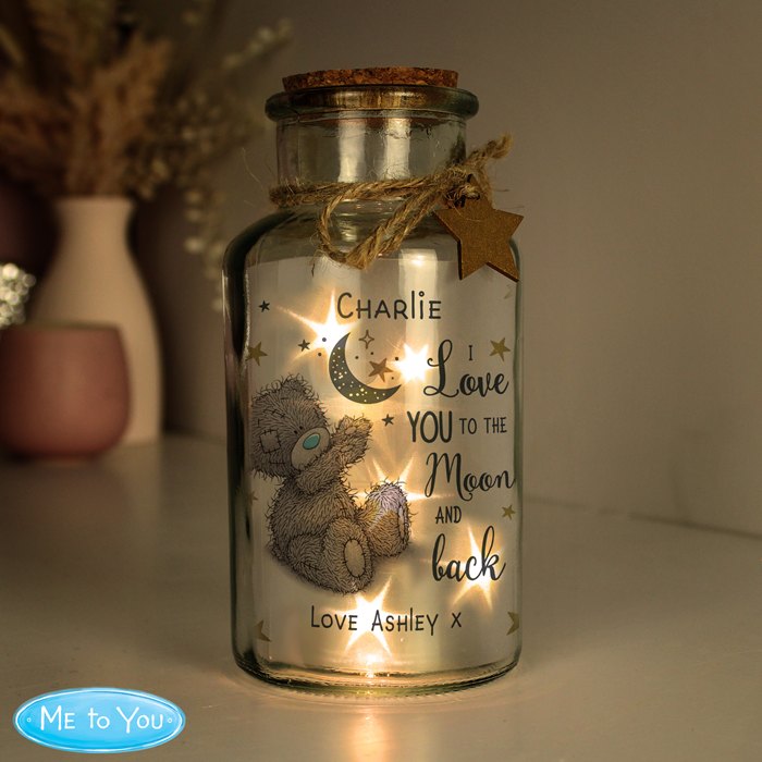 Personalised Me to You Moon & Back LED Light Up Jar