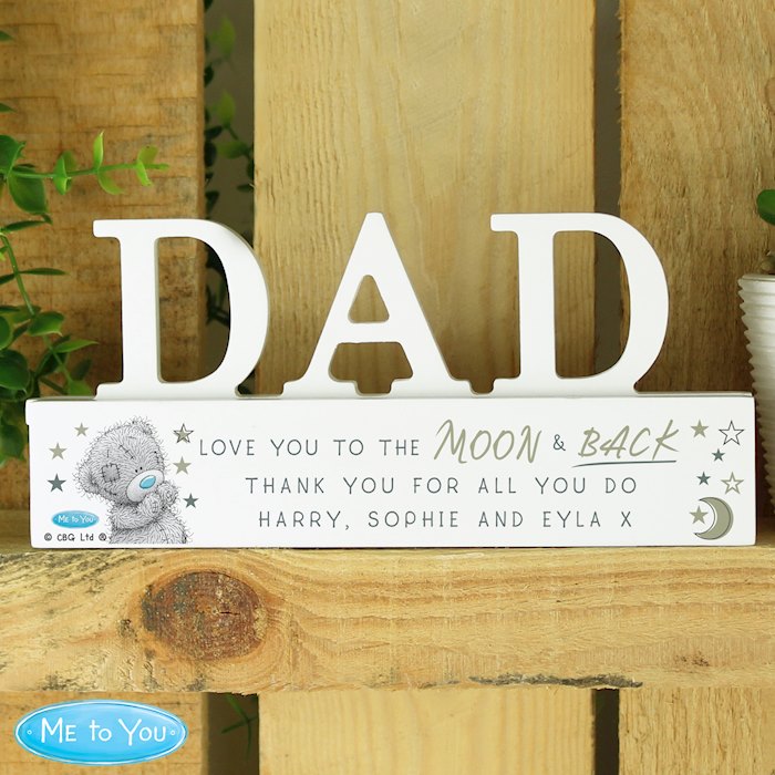 Personalised Me To You Moon and Back Wooden Dad Ornament
