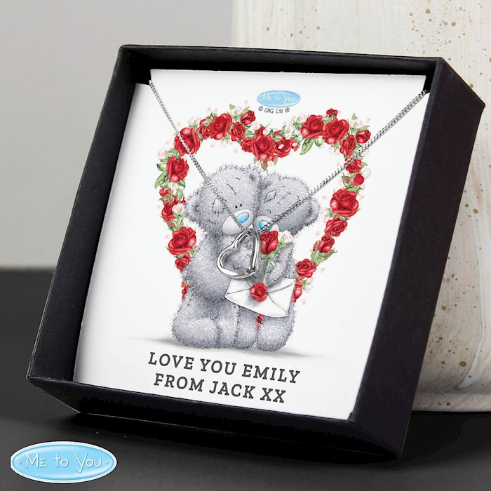 Personalised Me to You Roses Heart Necklace and Box