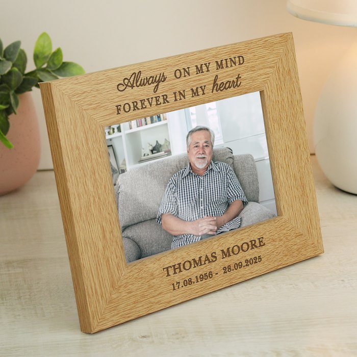 Personalised Memorial Always In My Heart 6x4 Wooden Photo Frame